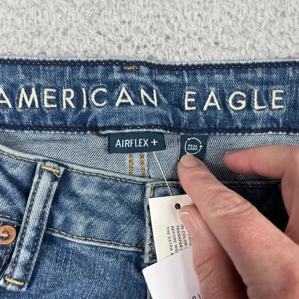 American Eagle Jeans Mens 34x34 Blue Athletic Fit Distressed Stretch Airflex NEW